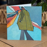 Portrait view of a 6×6 blank watercolor note card “Archer” with kraft envelope—great gift for men, Father’s Day card, card for son, brother, dad, thank you card, all-occasion note.