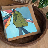 Set of a 6×6 blank watercolor note card “Archer” with kraft envelope—great gift for men, Father’s Day card, card for son, brother, dad, thank you card, all-occasion note.