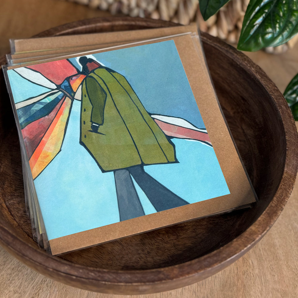 Set of a 6×6 blank watercolor note card “Archer” with kraft envelope—great gift for men, Father’s Day card, card for son, brother, dad, thank you card, all-occasion note.