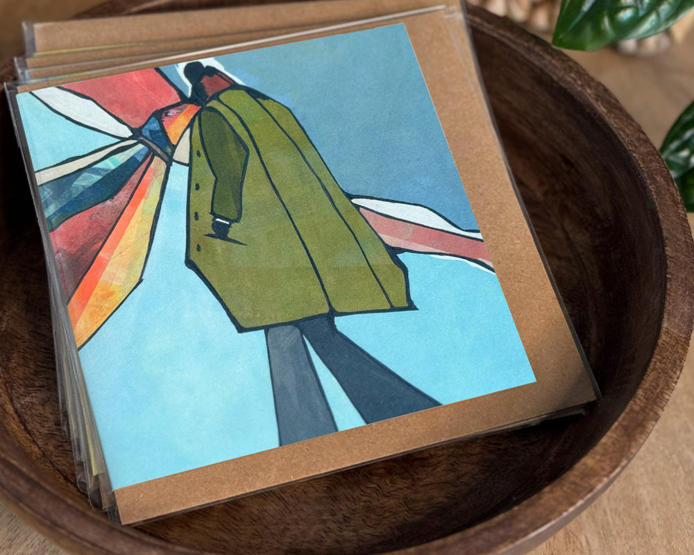Set of a 6×6 blank watercolor note card “Archer” with kraft envelope—great gift for men, Father’s Day card, card for son, brother, dad, thank you card, all-occasion note.