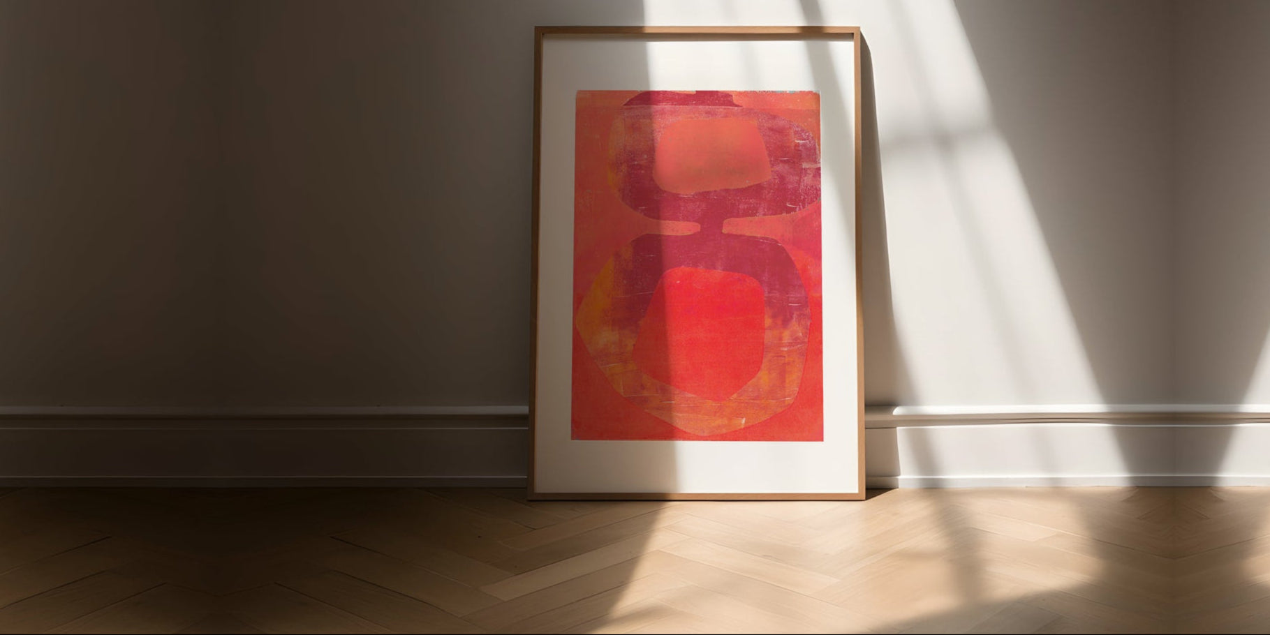 Lifestyle view of Pulse, an original artwork by GraylingHome.com — an abstract painting presented as framed art and framed wall art, adding tactile shape, color, and form as wall art decor.