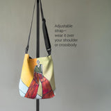 Colorful Art Print Bag Canvas Crossbody Tote Vibrant Geometric Design Abstract Watercolor Pattern Unique Wearable Artwork Adjustable Shoulder Strap Women Fashion Handbag Modern Artist Accessory Bohemian Style Carryall Durable Canvas