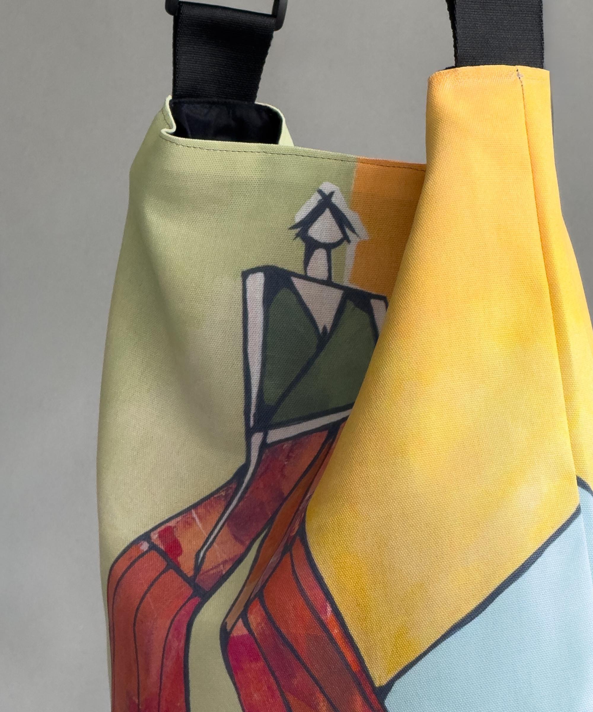 Canvas Crossbody Carryall Adjustable Strap Design Women Everyday Bag Hands Free Shopping Tote Colorful Geometric Print Reusable Messenger Purse Durable Canvas Material Practical Daily Handbag Vibrant Art Pattern Comfortable Shoulder Bag