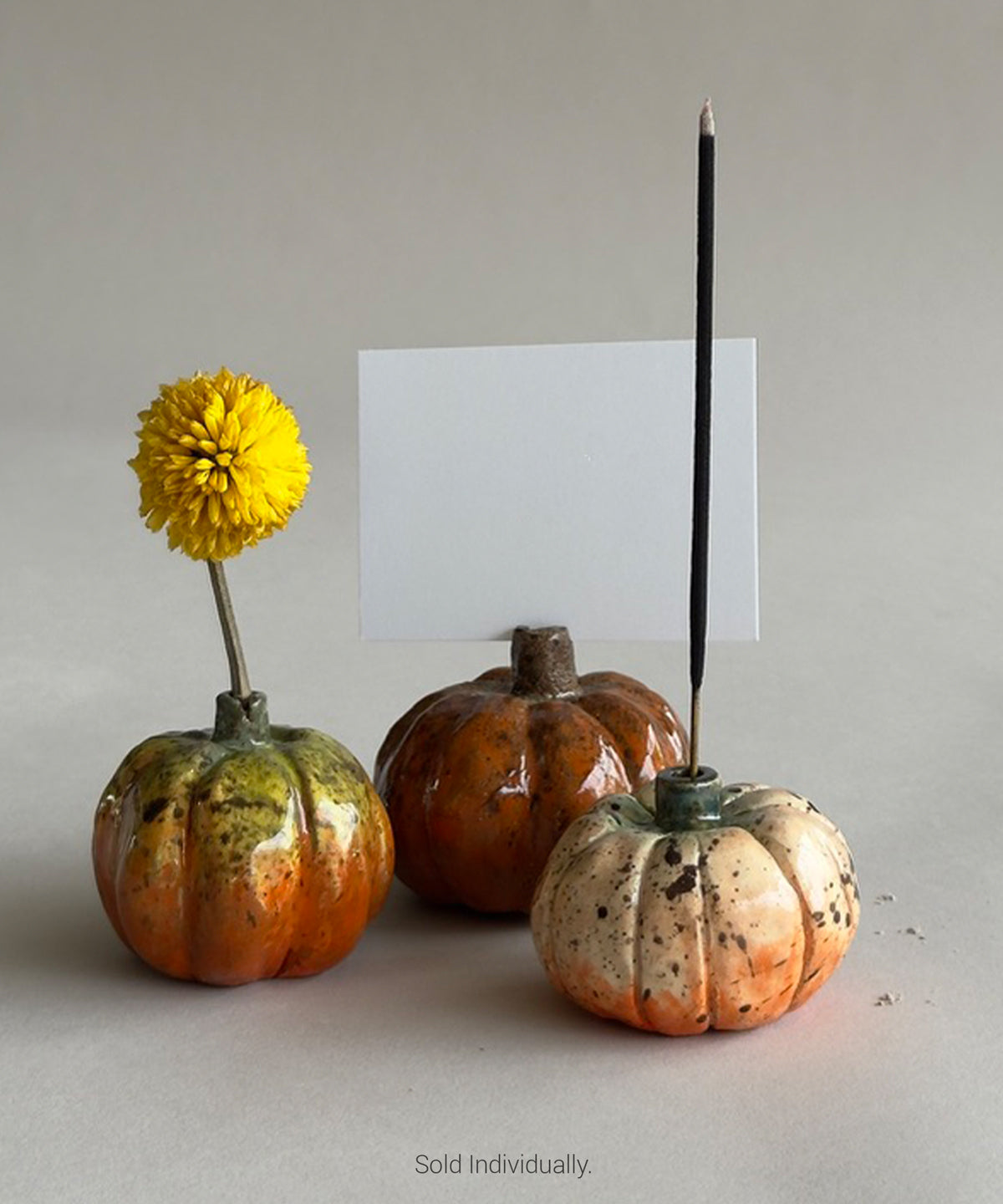 pumpkin様 Handmade Ceramic Pumpkin Decor Thanksgiving Place Card Holder Fall