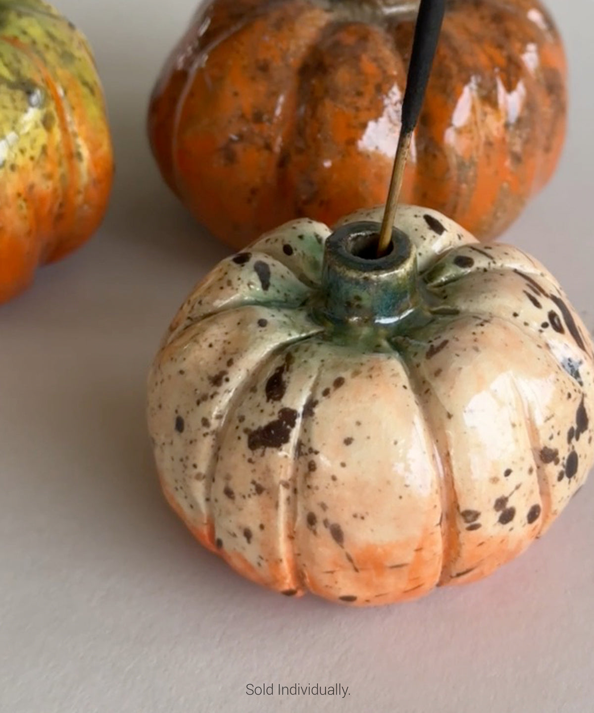 Handmade Ceramic Pumpkin Decor Thanksgiving Place Card Holder Fall